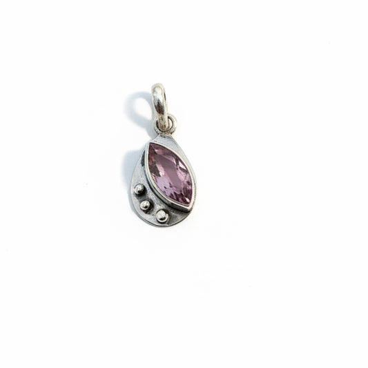 Flawless 4 CT Pink Amethyst 925 Solid Sterling Silver Pendant 1/3” Long