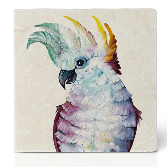 Natural stone art tile “Cockatoo”