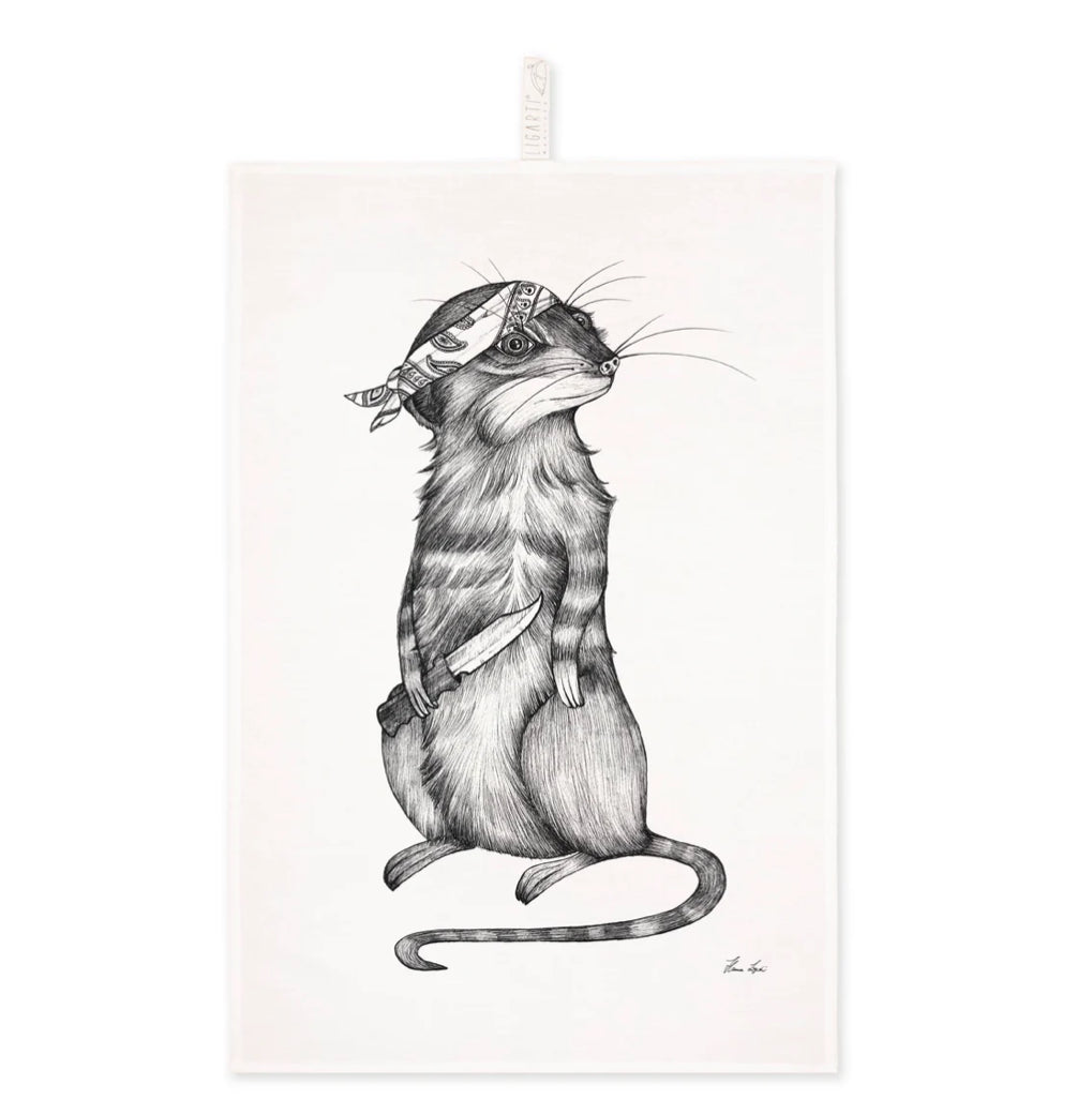 Paño de cocina - Mere cat - 🌿 Paño de cocina de medio lino (55% lino / 45% algodón) 
