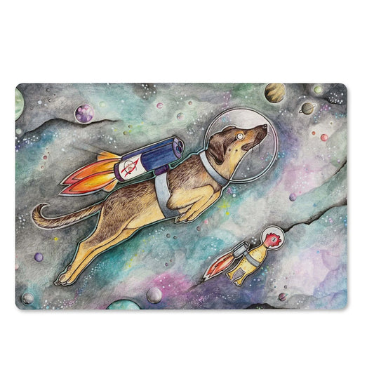 Wooden breakfast board with Hanna’s Lottie in Space illustration, handcrafted in Sweden from sustainable forestry