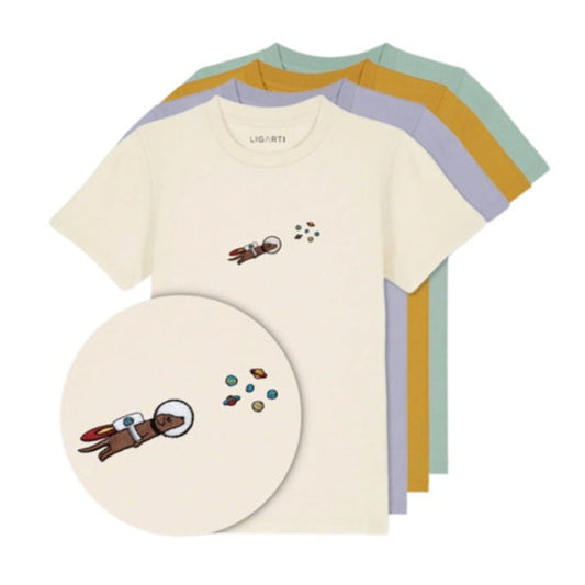 Best Organic Super Soft Childs Unisex T-shirt -Embroidered - AstroWoof the Space Dog