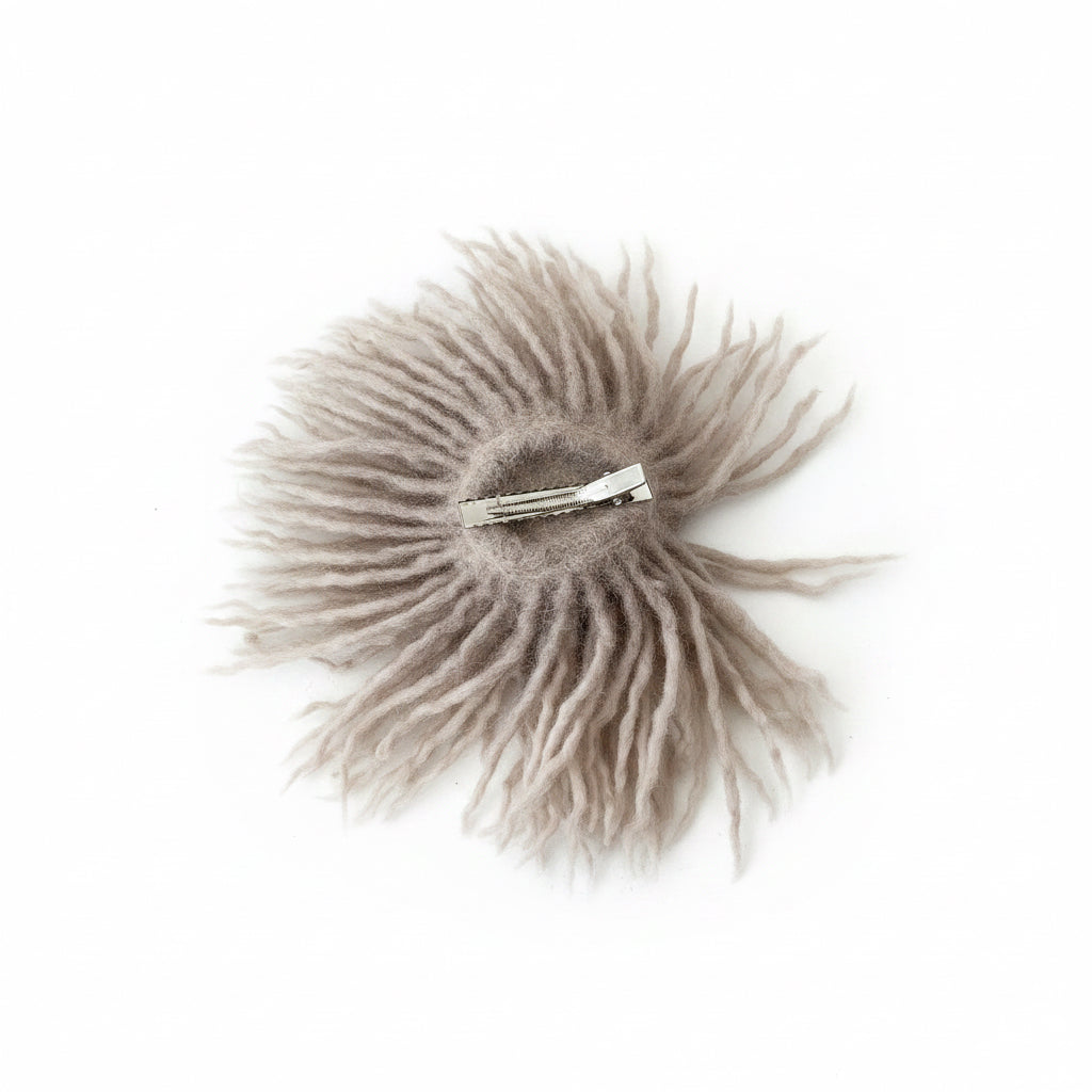 Cappuccino Flower Pin | Anemone Brooch | Handmade Merino Wool