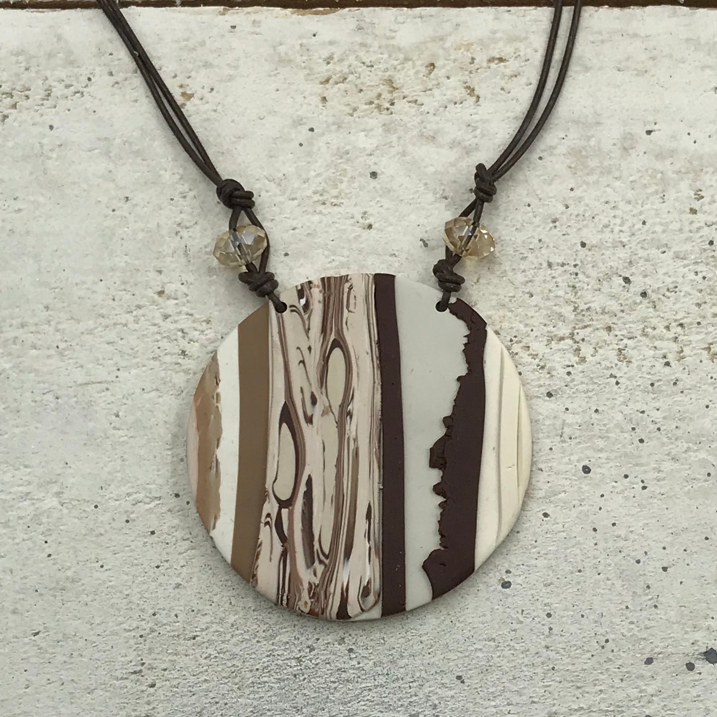 “Cappucino” 5cm Round pendant by Stephanie Fraselle - Artisan Jewellery Design