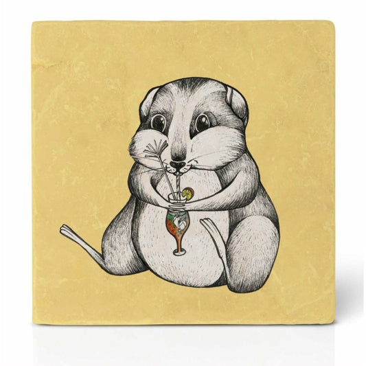 Natural stone art tile  “Hamster Cocktail”