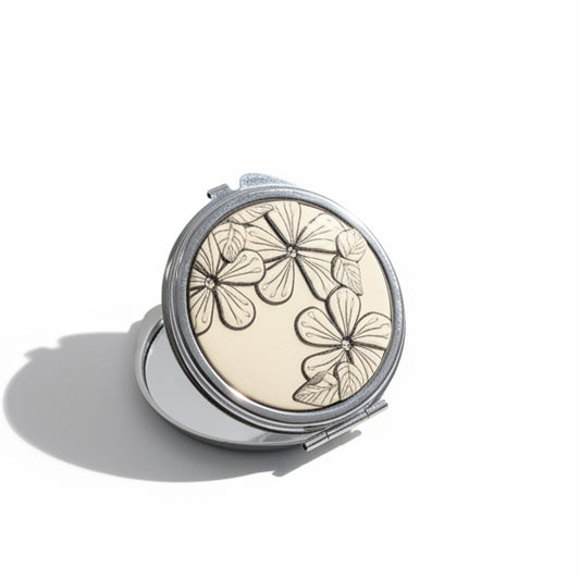 Pocket Mirror  ¨White Botanics¨ -  by Stephanie Fraselle - Artisan Jewellery Design