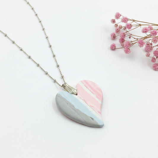 “Pastel Hues ” Heart pendant - Sterling Silver 925 necklace by Stephanie Fraselle - Artisan Jewellery Design