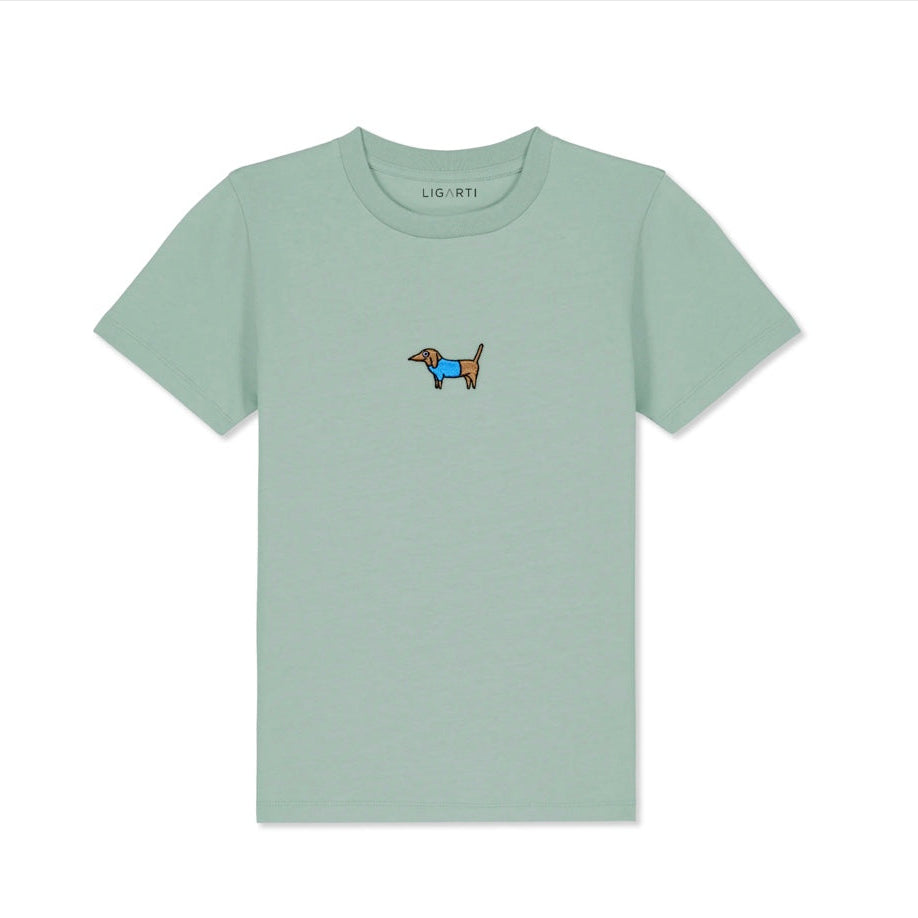 Best Organic Super Soft Childs Unisex T-shirt -Embroidered - Stefan the Daschund