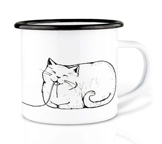 Emaille Tasse - Spaghetti Katze