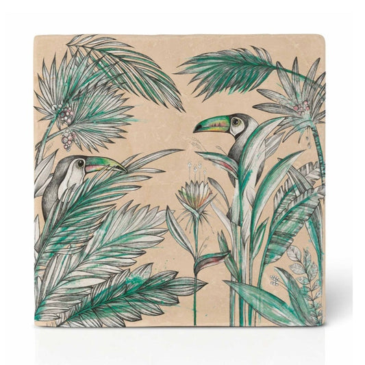 Natural stone art tile  “Toucan”