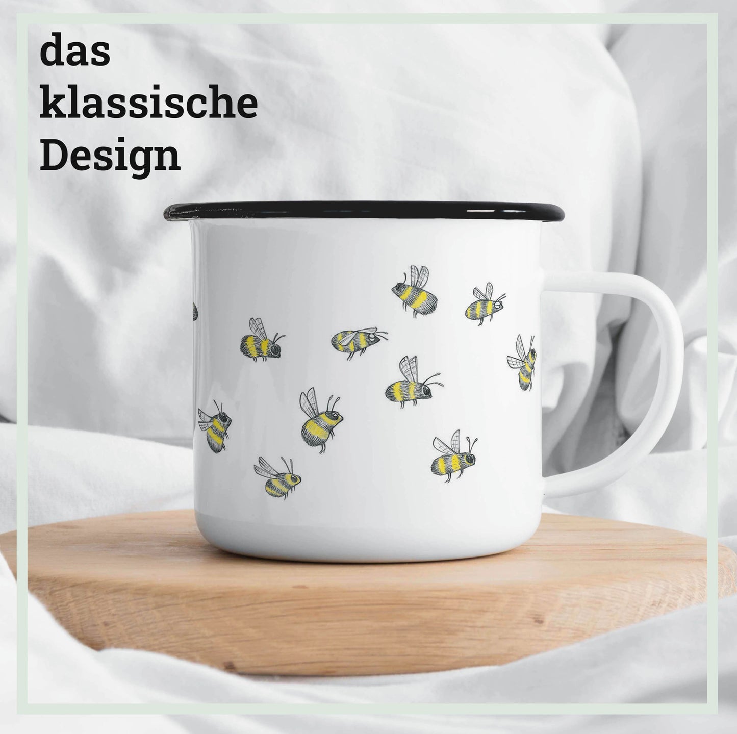Emaille Tasse - Bienenschwarm