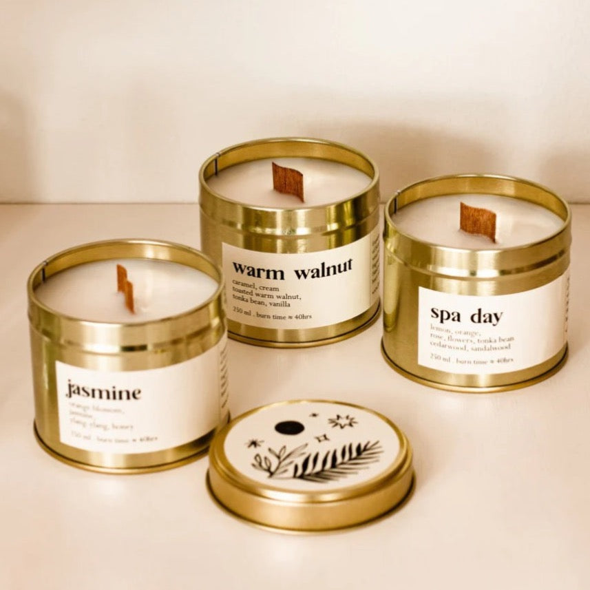 Spa day botanical ARTISAN  scented candle - large with wood wick - 250ml
