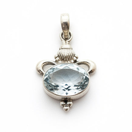 8CT Natural White Topaz 925 Solid Sterling Silver Pendant