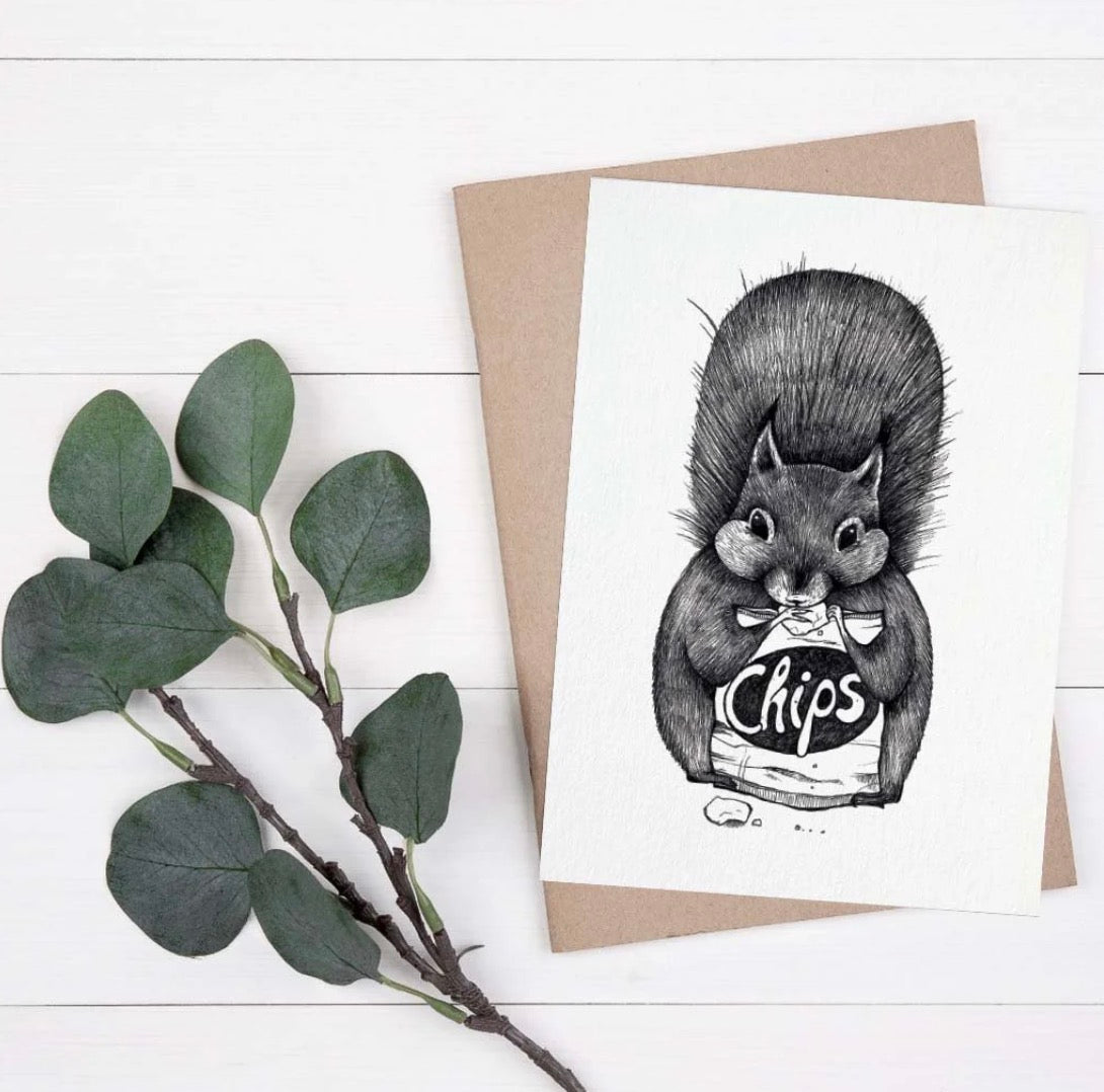 Postcard - Squirrel Chips