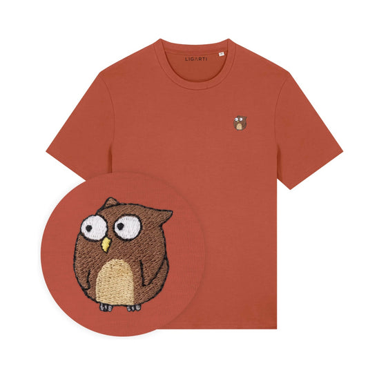 Best Organic Super Soft unisex T-shirt - Owl - EMBROIDERED Motif