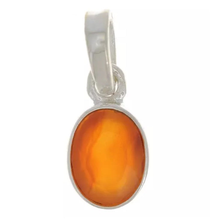 925 Sterling Silver Faceted Oval Gemstone Pendant Necklace | Cornaline