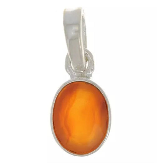 925 Sterling Silver Faceted Oval Gemstone Pendant Necklace | Cornaline