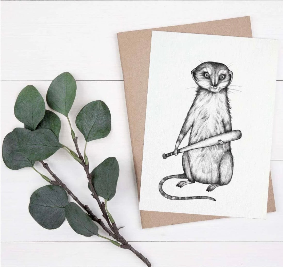 Postcard - Johnny Baseball- Meerkat
