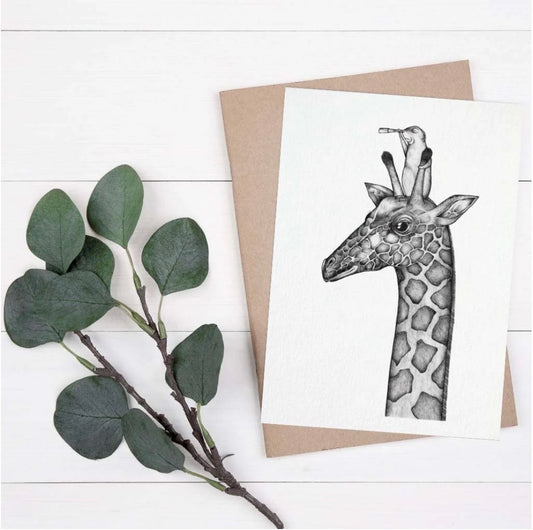 Postcard - Giraffe and Meerkat