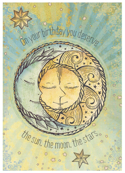 Sun Moon And Stars Greeting Card (Birthday)