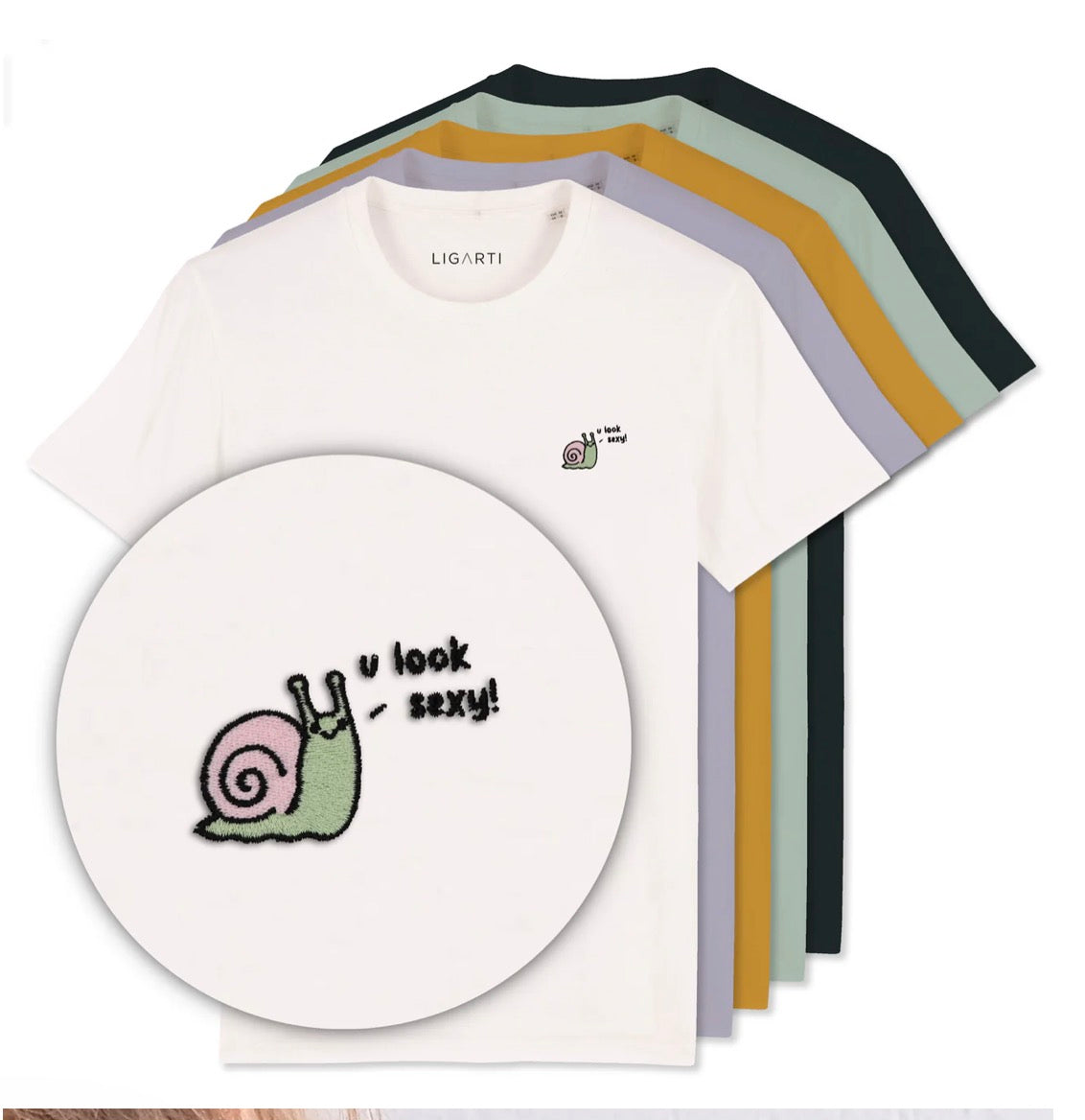 Best Organic Super Soft unisex T-shirt - Snail - Embroidered Motif