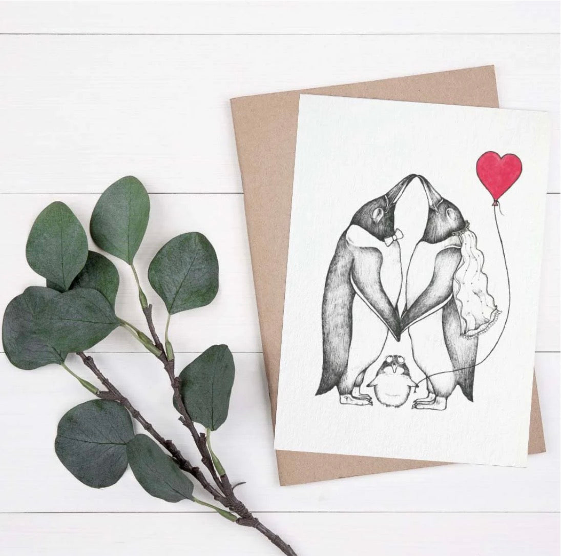Postcard - Penguins in Love