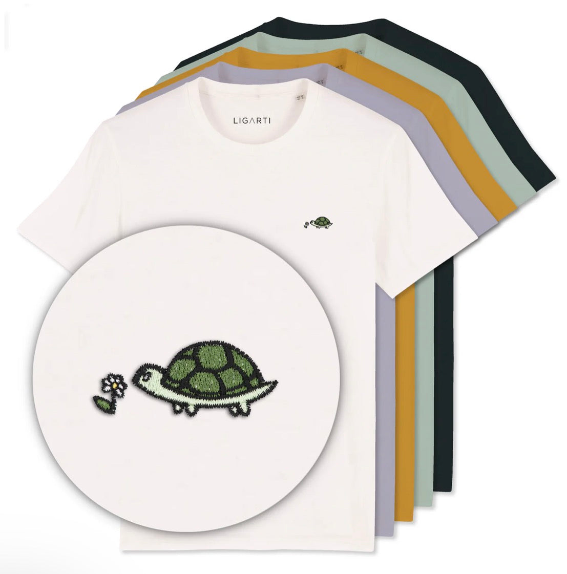 Best Organic Super Soft unisex T-shirt - Tortoise- EMBROIDERED Motif