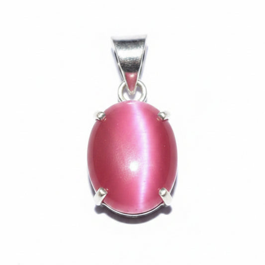 100% Natural Pink Cats Eye 22.05CT Oval 925 Sterling silver Pendant