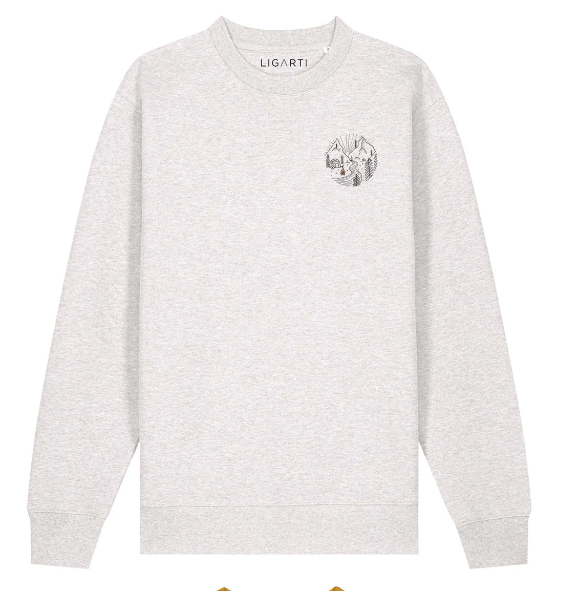 Organic Cotton Pullover Marl Grey Camping Day and Night Motif
