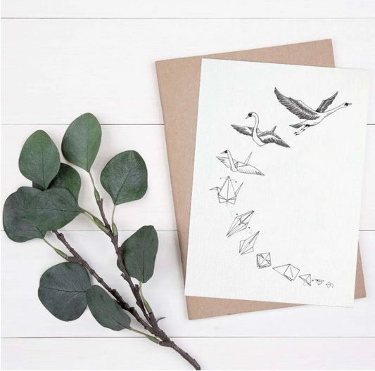 Postcard - Origami Swans