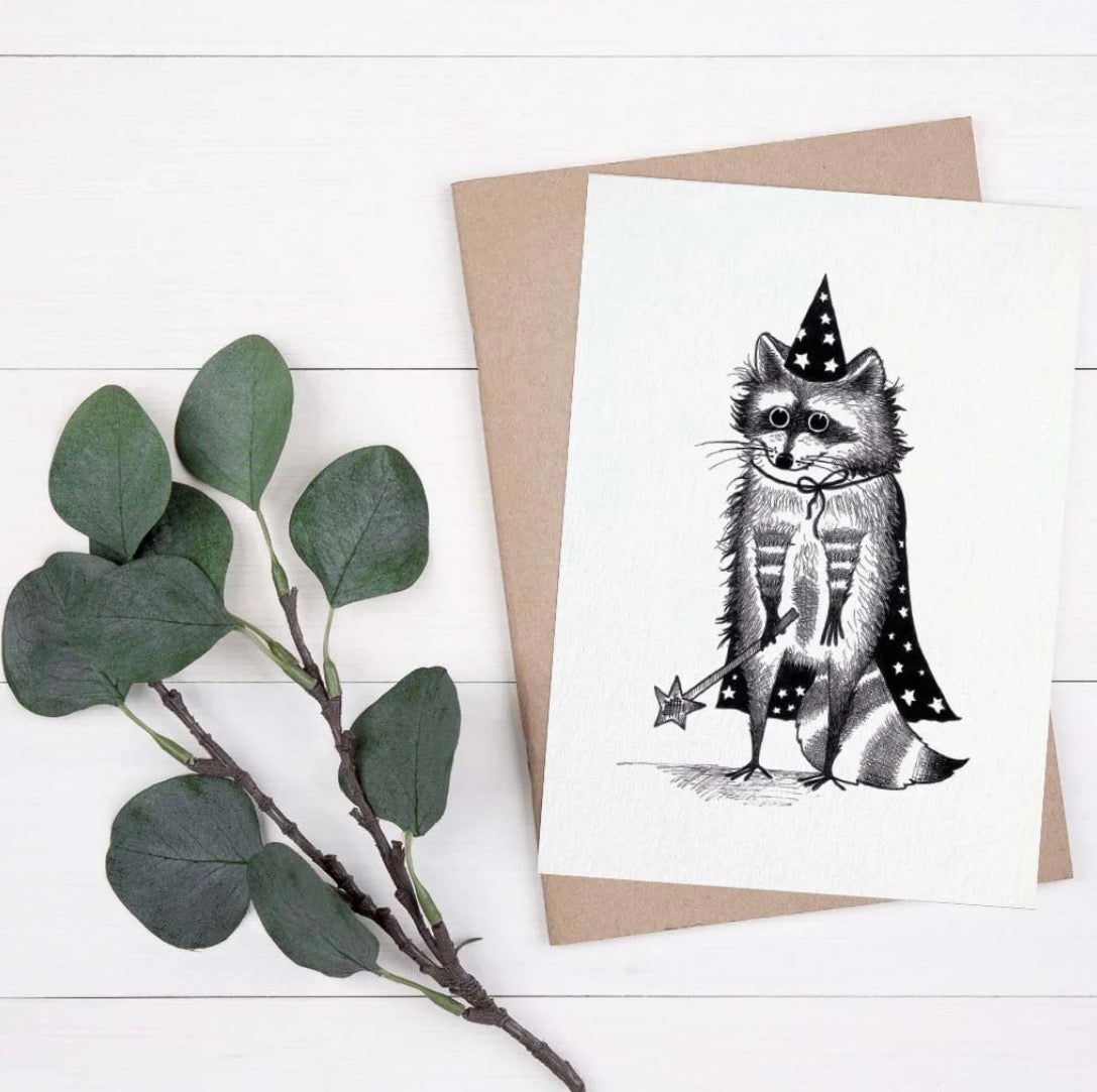 Postcard - Raccoon Magician