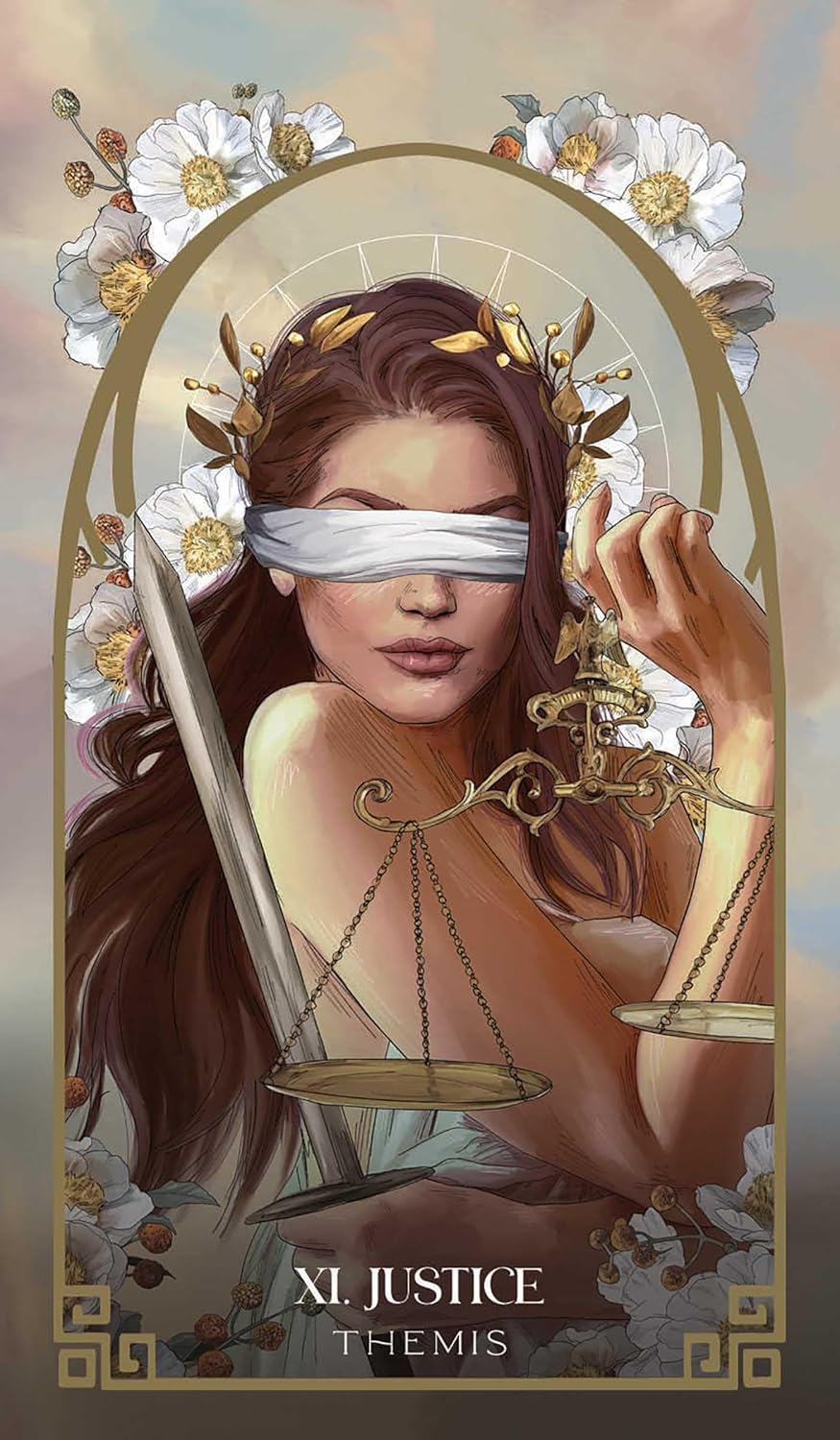 Mythos Tarot pocket edition deck featuring Greek gods and goddesses in decorative tin