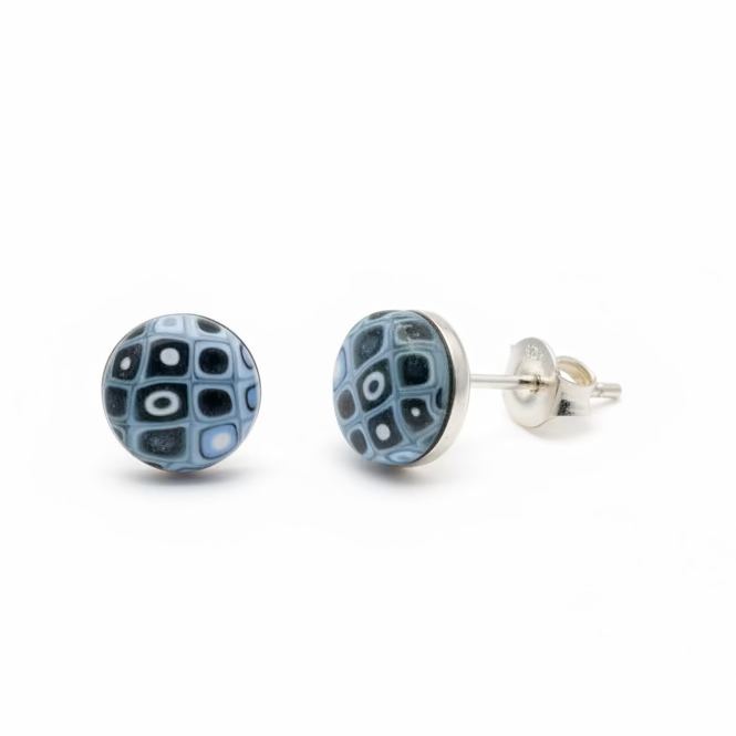 Blue Denim | Mosaic | Stud Earrings 8mm