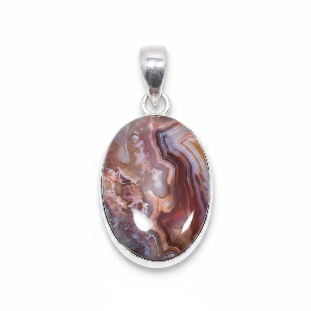 Crazy Red Jasper Gemstone 925 Stamped Solid Sterling Silver Pendant 2/1” Long