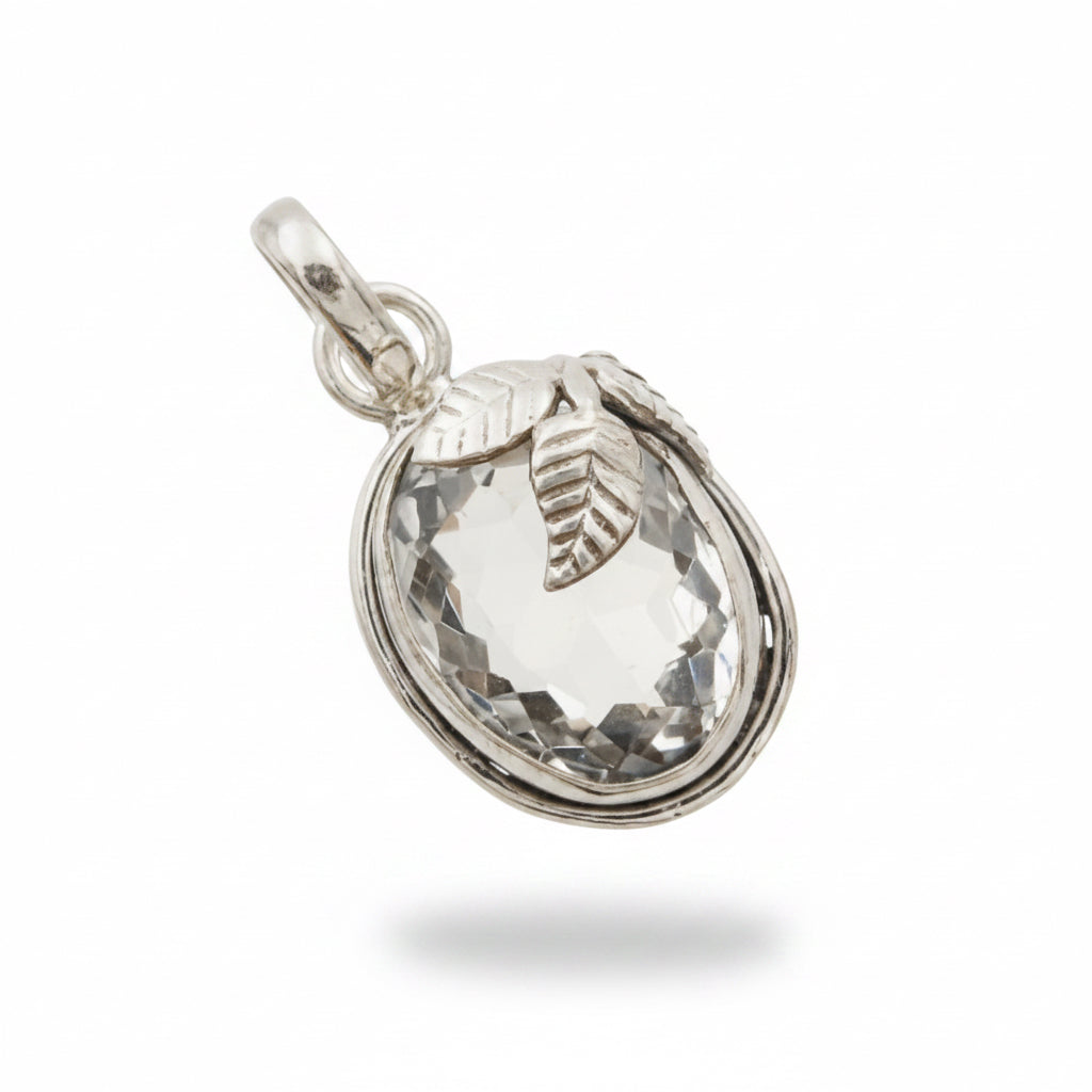 10CT Natural White Topaz  925 Sterling Silver pendant 1/4” long