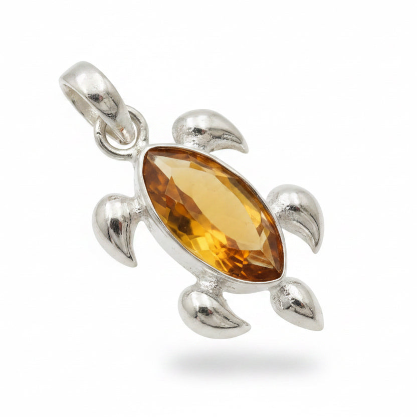 Artisan Golden Citrine Turtle Pendant
Solid 925 Sterling Silver | 4 Carat Golden Citrine