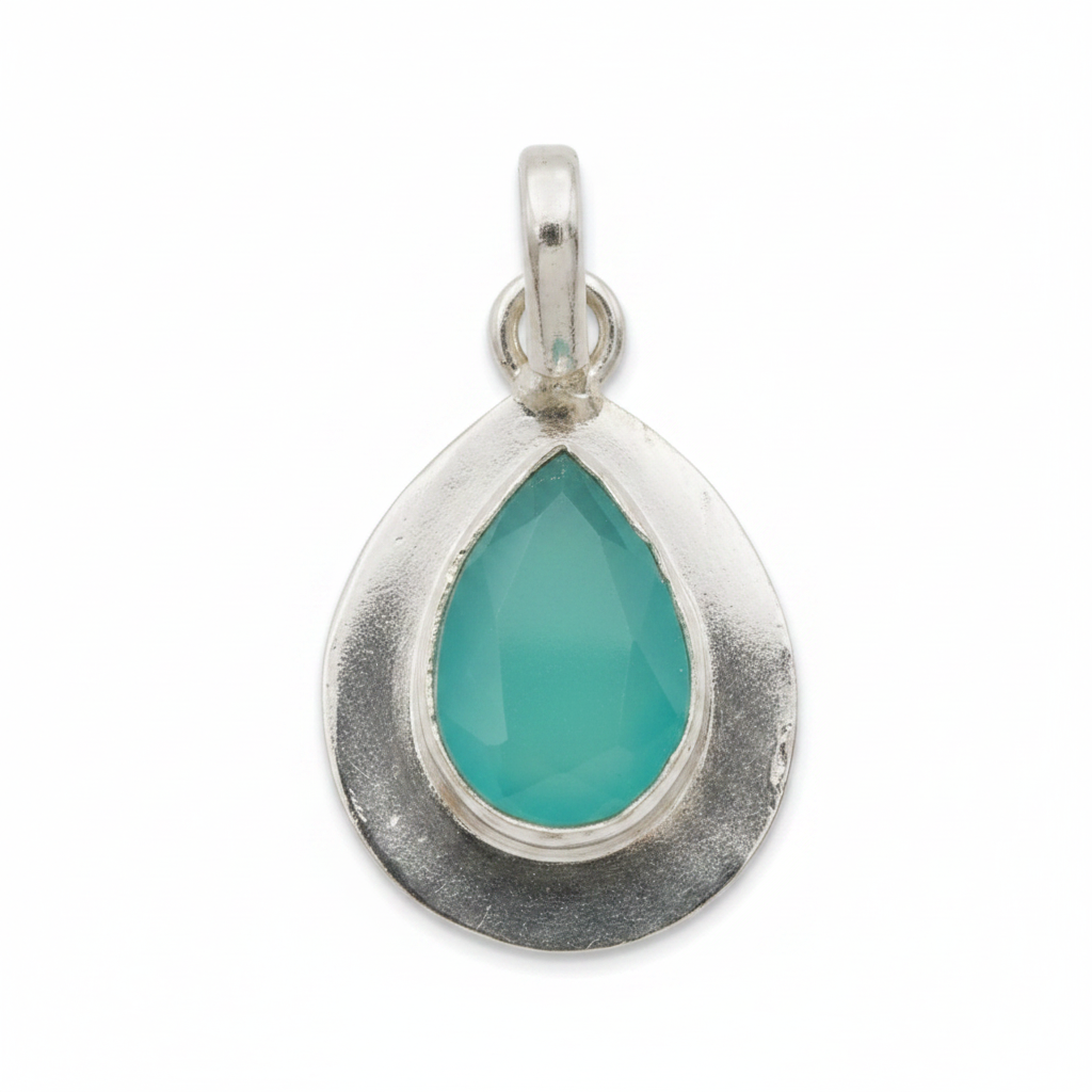 Sterling silver 925 Pendant | 5 Carat Aquamarine Chalcedony