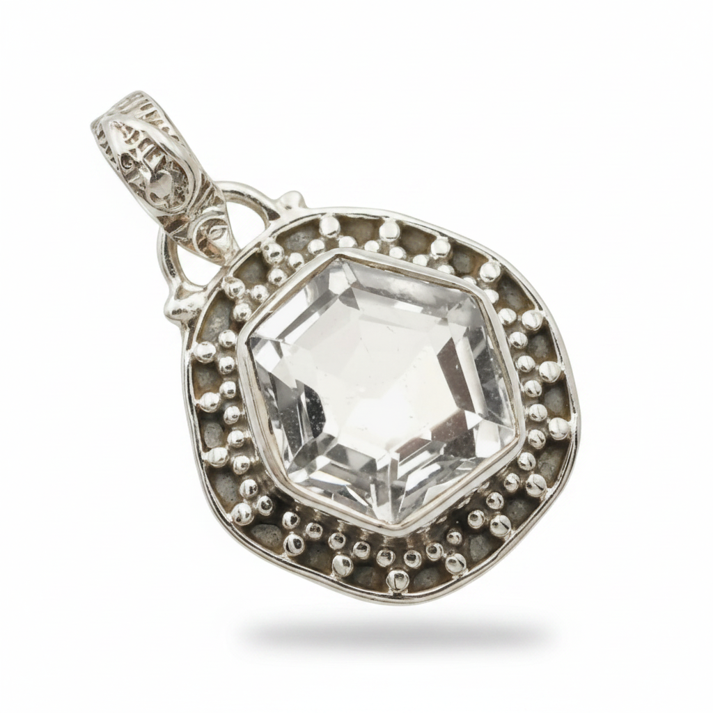5 Carat Natural White Topaz | Solid Sterling Silver Pendant