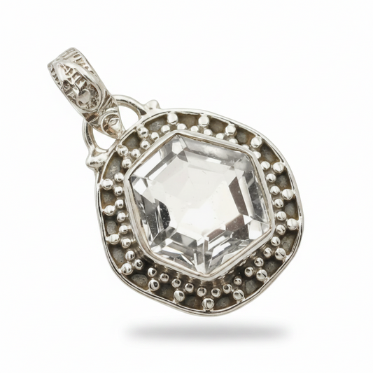 5 Carat Natural White Topaz | Solid Sterling Silver Pendant