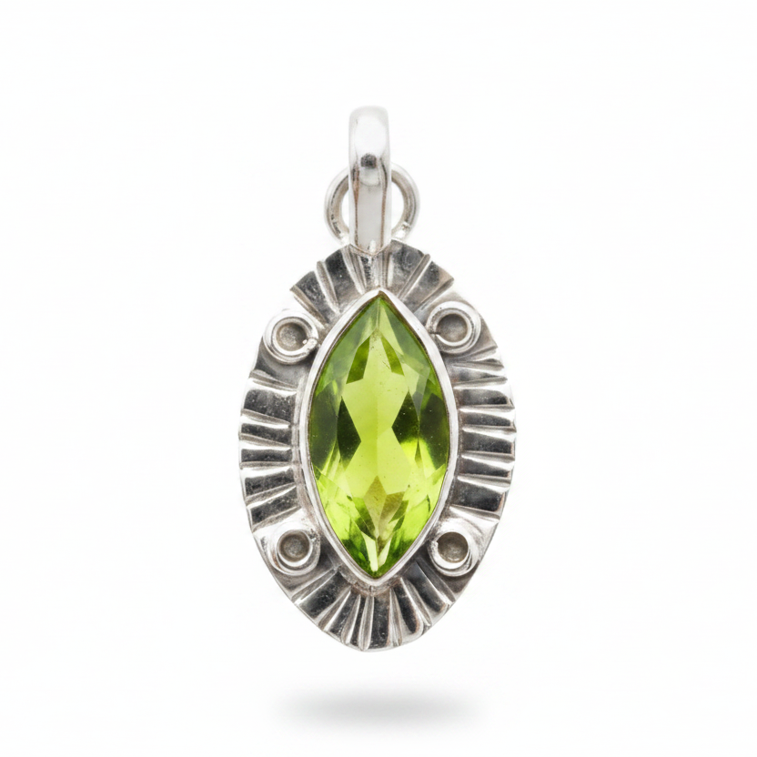 4 Carat Peridot |  925 Solid Sterling Silver Pendant