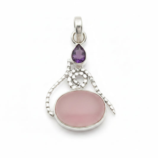 6 Carat Faceted Rose Quartz | 925 Solid Sterling Silver Pendant
