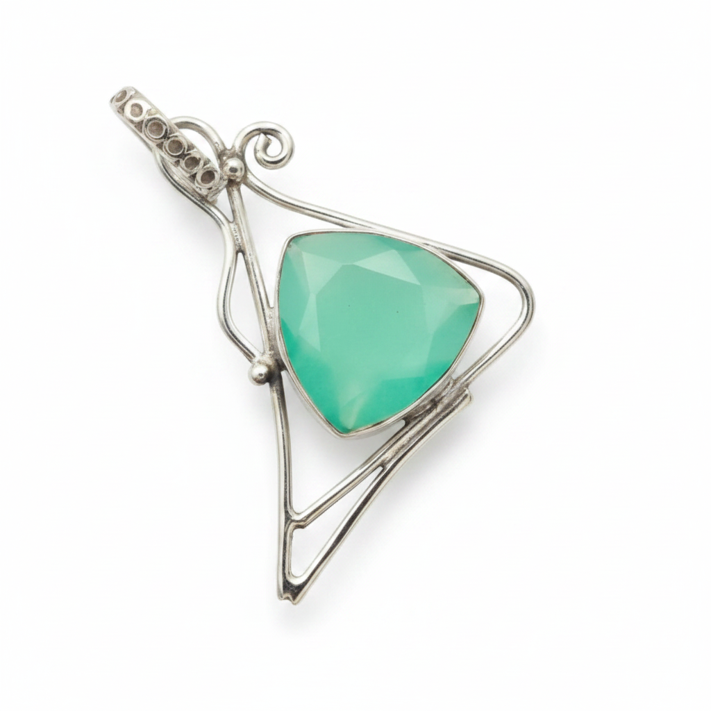 Sterling silver Pendant 925. | Aquamarine Chalcedony 5 CT