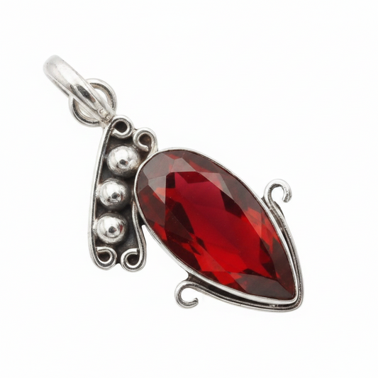 10 Carat Fire Garnet Sterling Silver Statement Pendant