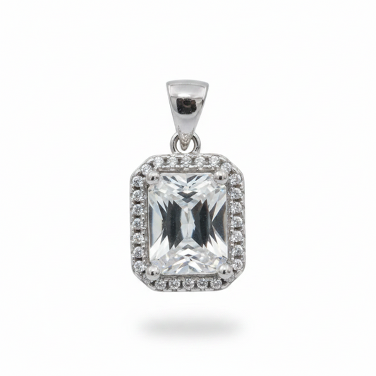 AAA Grade 3-4 Carat White Sapphire & White Topaz 925 Sterling Silver Pendant