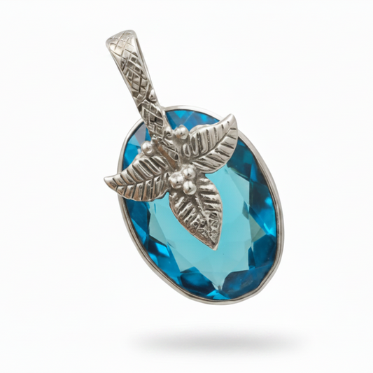 Blue Topaz 12 Carat  | 925 Solid Sterling Silver Pendant