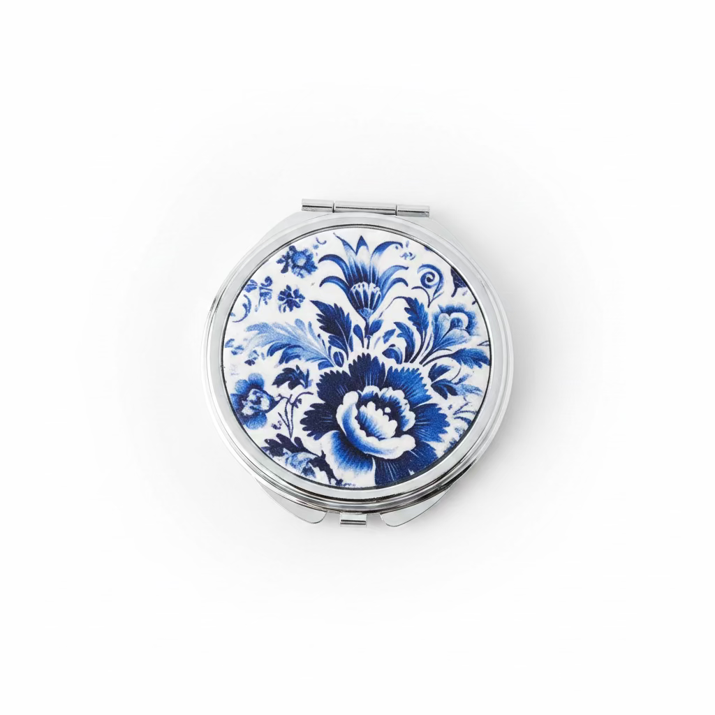 Espejo de bolsillo ¨White Botanics¨ de Stephanie Fraselle - Diseño de joyería artesanal