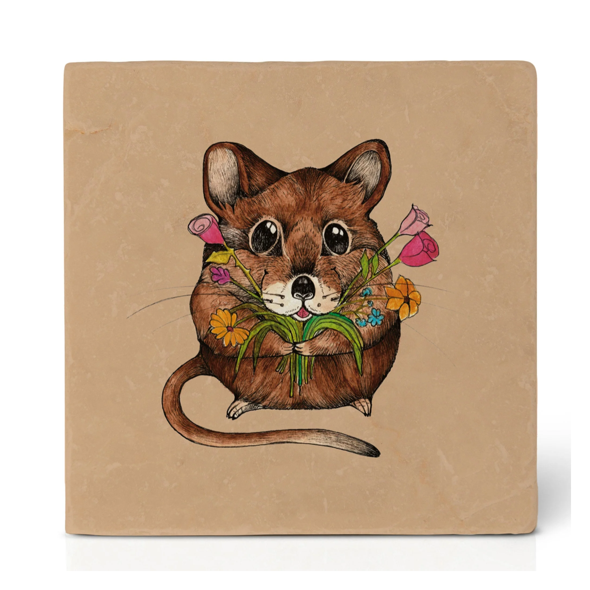 Natural stone art tile  "Mouse"