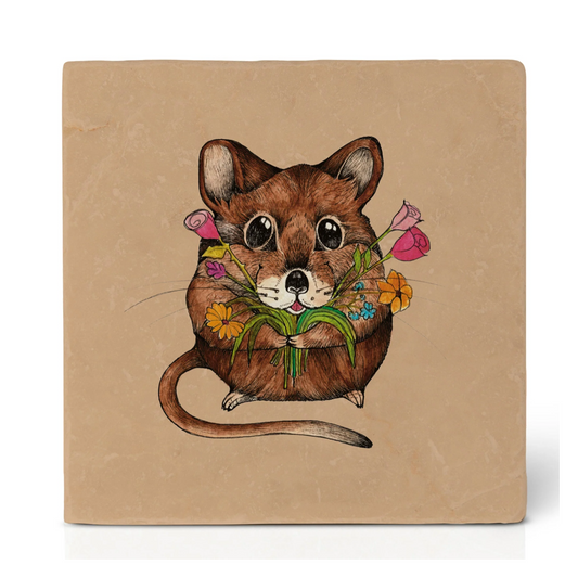Natural stone art tile  "Mouse"