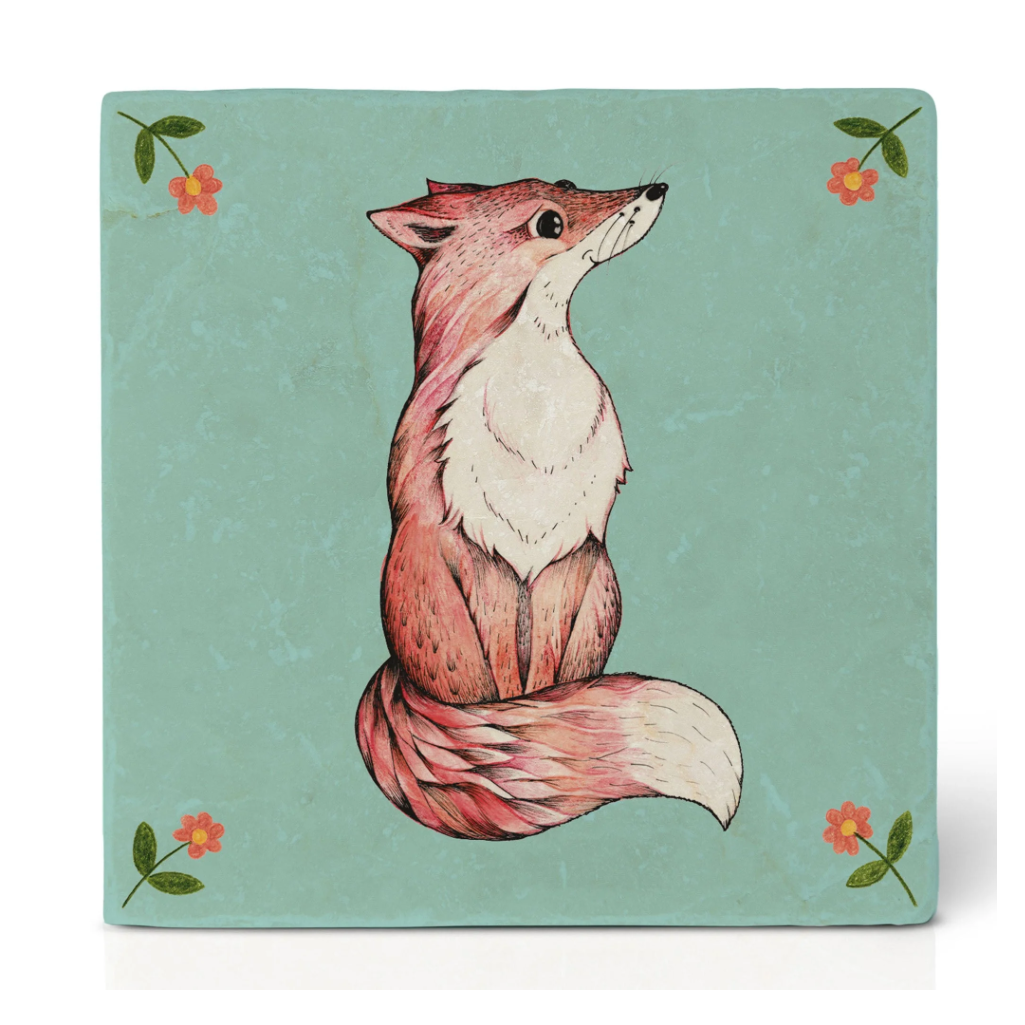 Natural stone art tile  " Natalia the Fox "