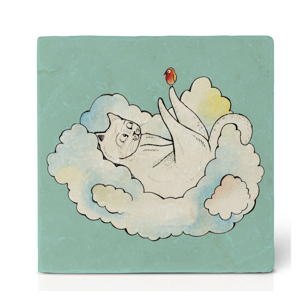 Natural stone art tile  "Cloud Cat"
