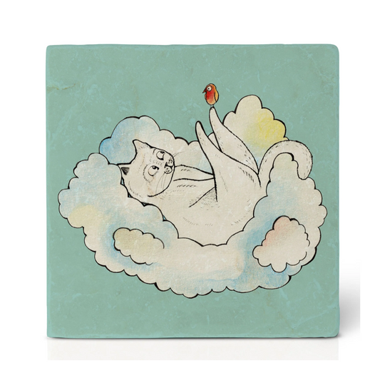 Natural stone art tile  "Cloud Cat"